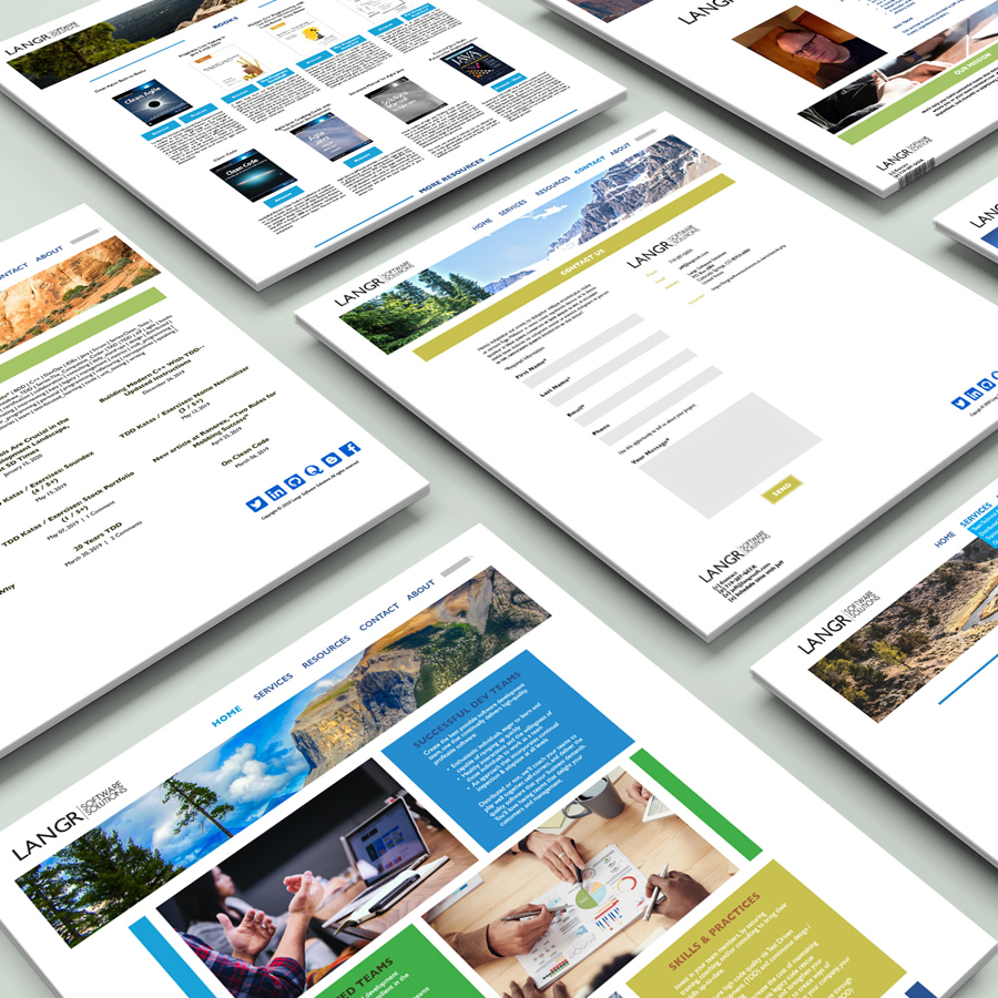 KHart Designs responive website for Langr Software Solutions.