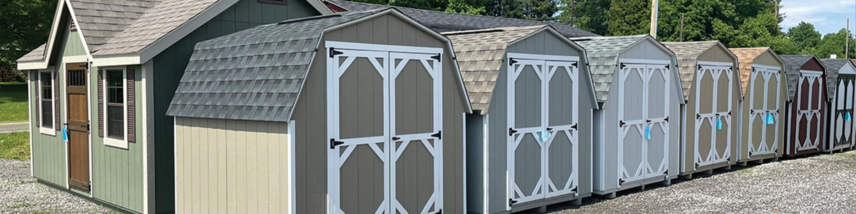 Our finished storage sheds and mini barns