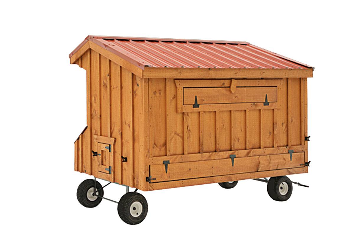 Chicken Coop: Quaker 4x8 with Board and Batten Siding - back view