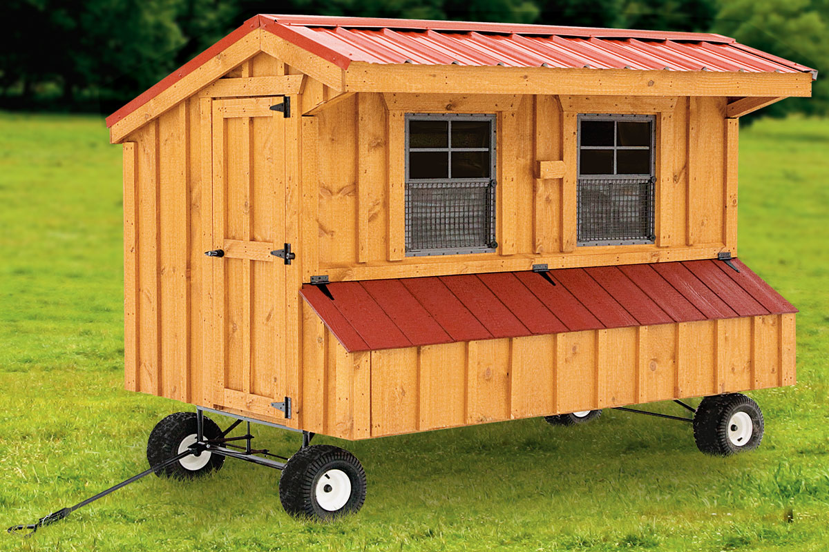 Chicken Coop: Quaker 4x8 with Board and Batten Siding - front view