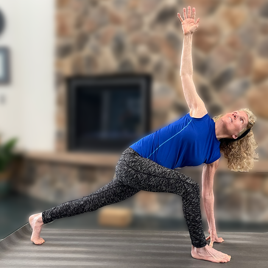 Twisted warrier pose at Yoga First.